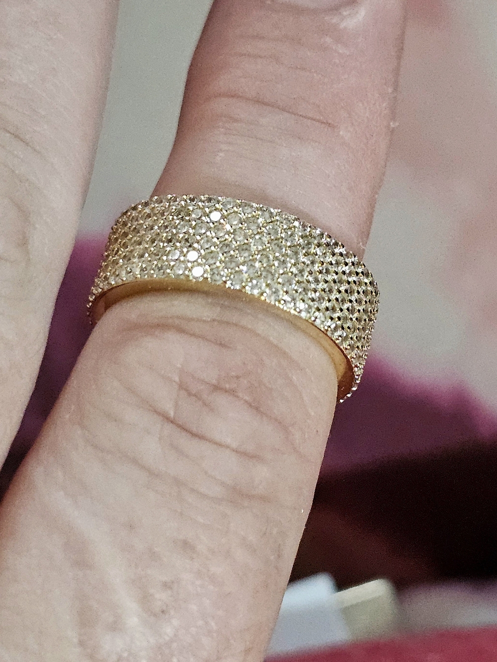 18k Gold-plated Micro Pavé CZ Wide 8 MM Band Ring - NWOT Women Jewelry